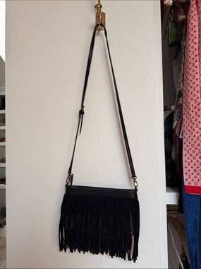 Lucky Brand Black Fringe Crossbody Bag